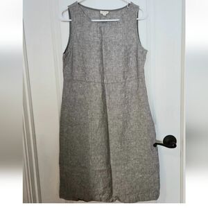 Garnet Hill Linen Shift Dress Women's Size 8 Sleeveless Preppy Chic Coastal Gray